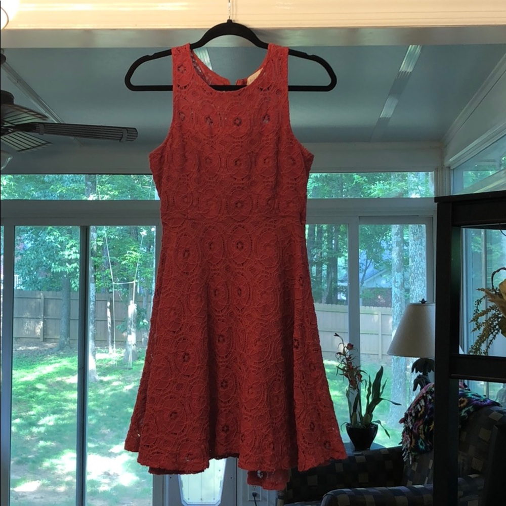 Pinkish Red Altard State Lace Dress